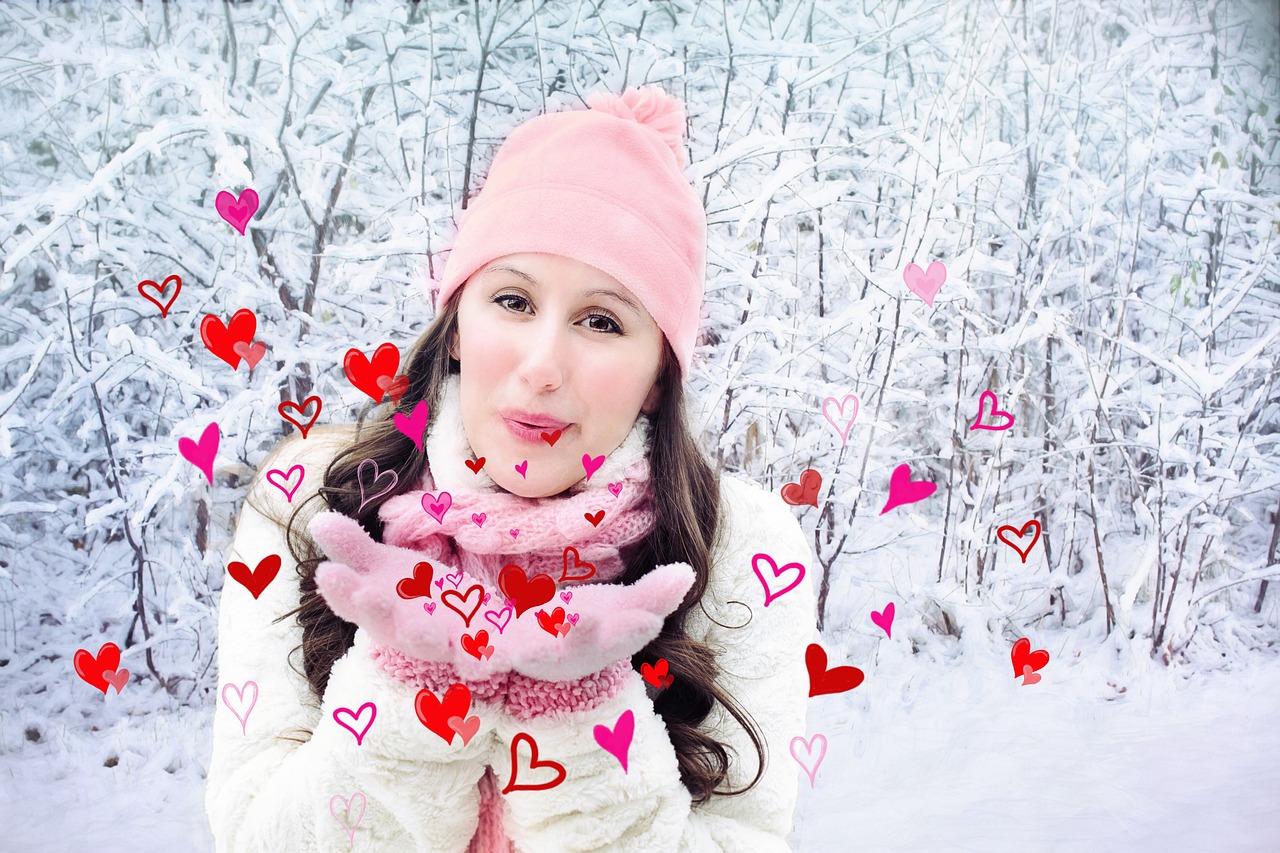 february girl blowing kisses