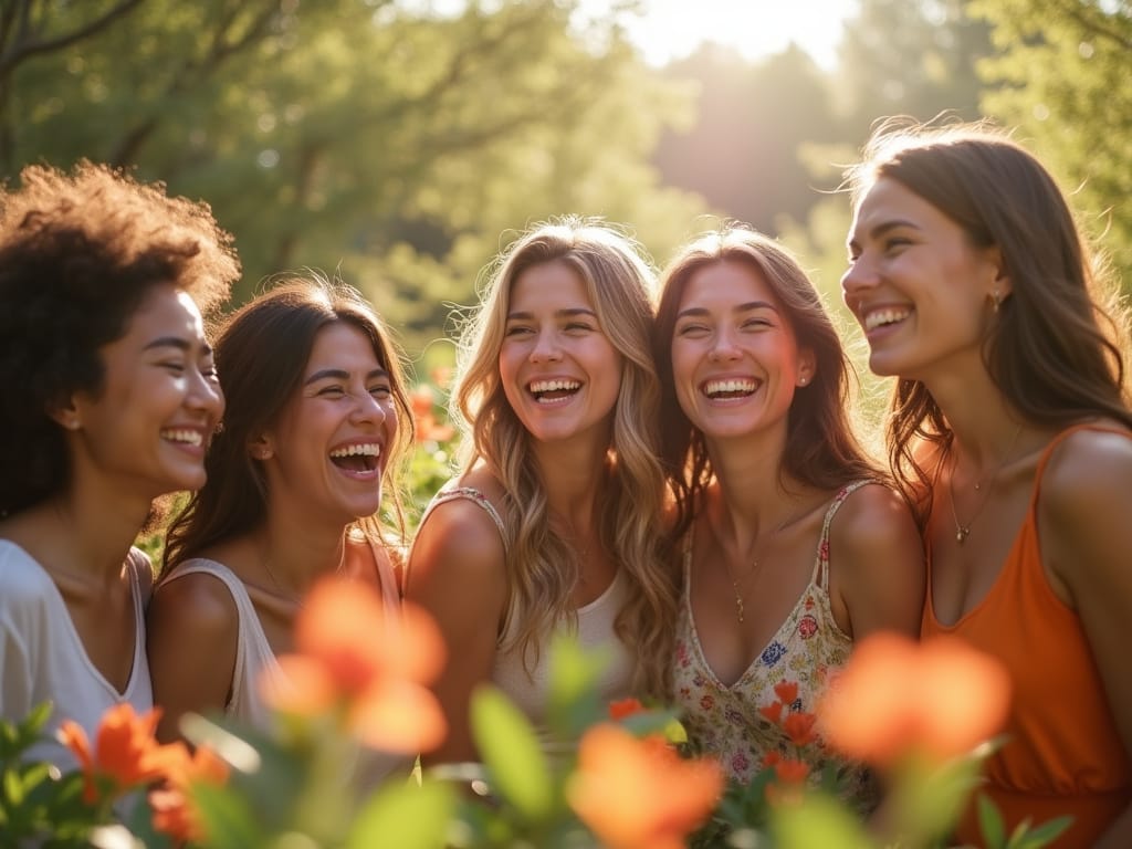 happy women laughing
