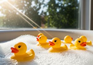 Rubber ducks in bathtub