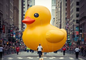 Rubber duck balloon in parade